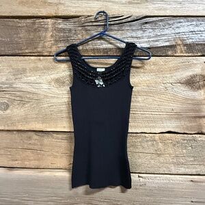 NWT Cache tank top with beaded trim, black, SX